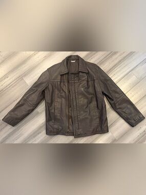 Men's Brown Premium Genuine 100% Cow Leather Jacket - Classic Zip Front